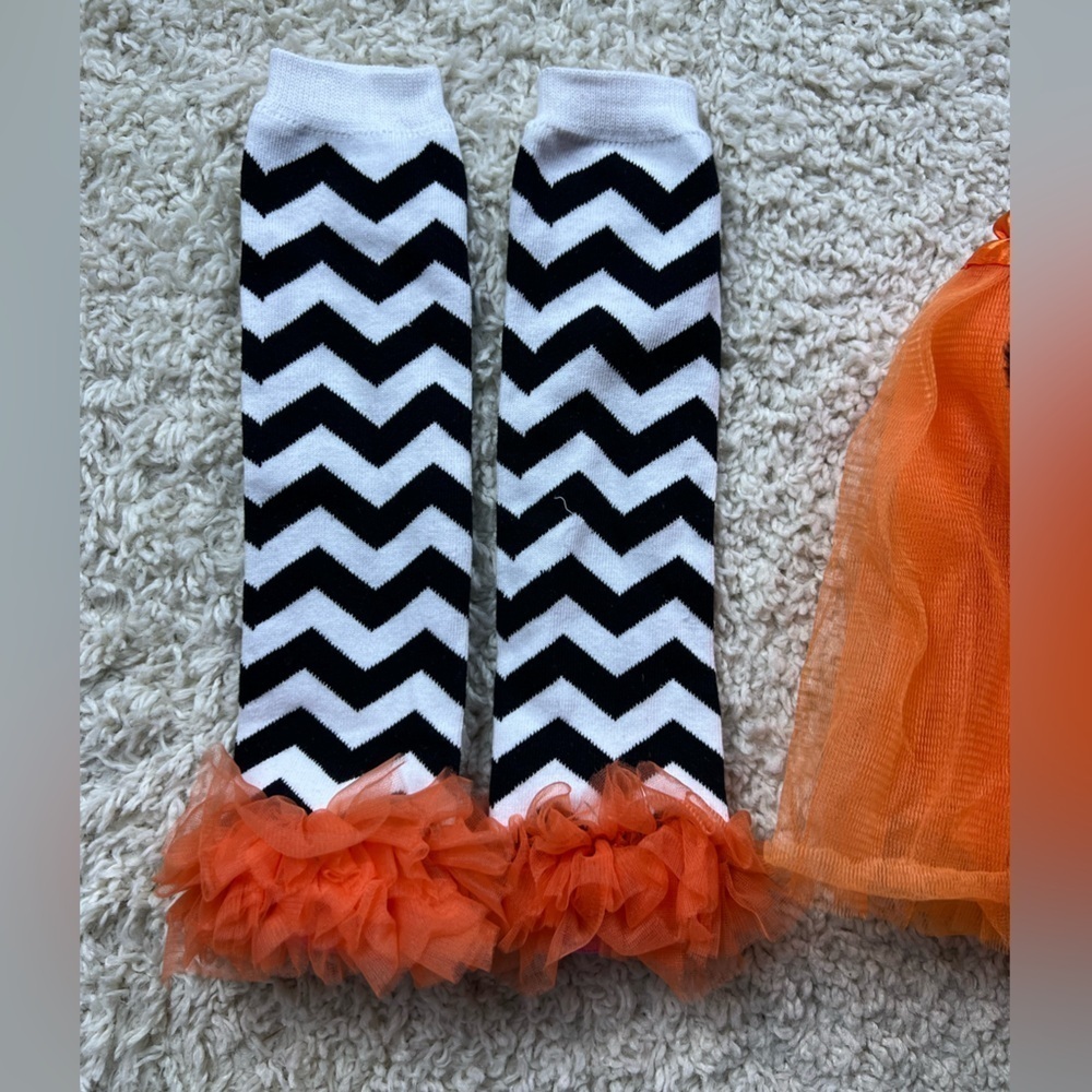 Orange Tutu and Chevron Leg Warmer + accessories Set - Picture 12 of 13